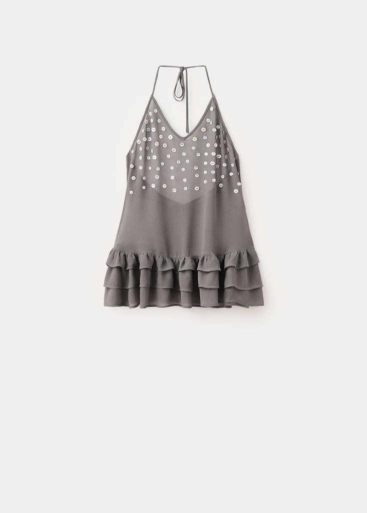 Ruffle button dress — Medium Heather Grey