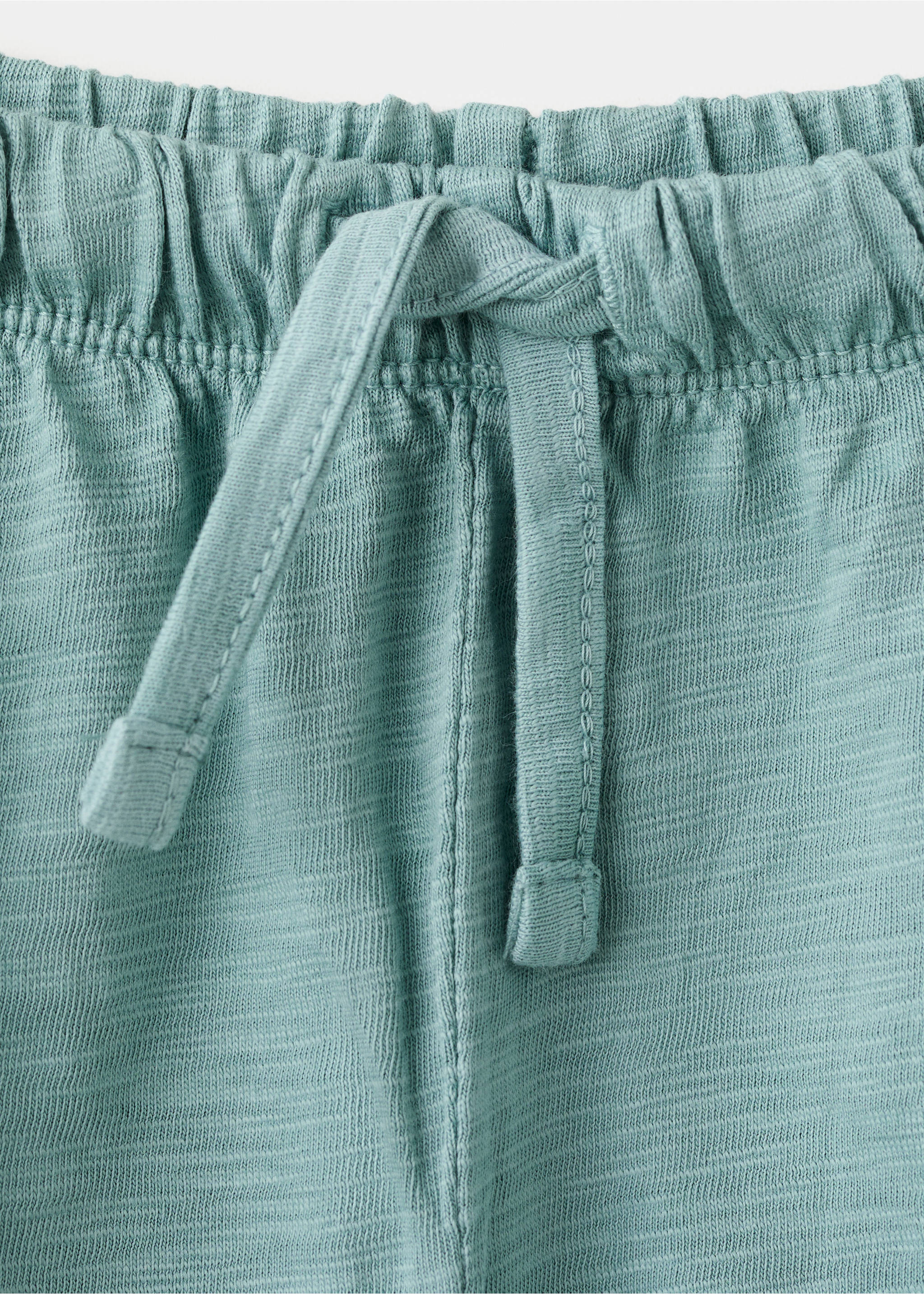 Cotton shorts with lace trim - Details of the article 8, Turquoise. Ref: 27048663-00.