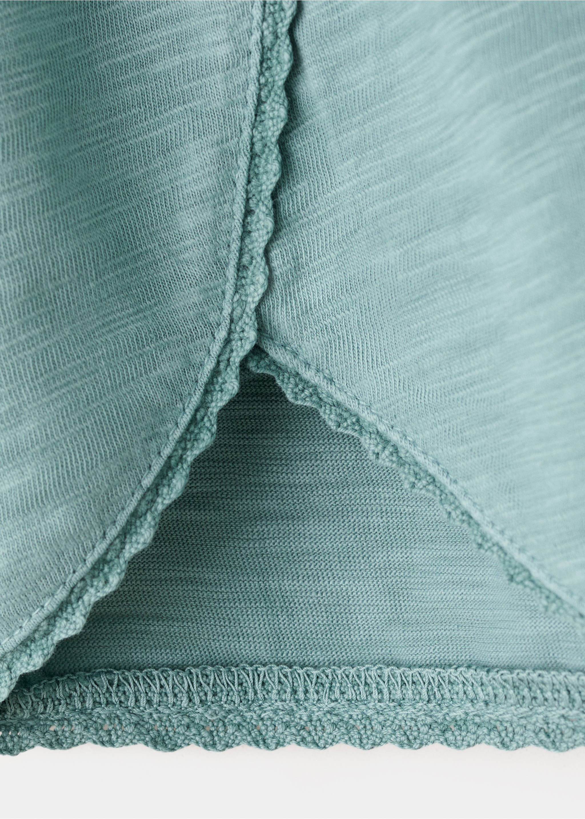 Cotton shorts with lace trim - Details of the article 0, Turquoise. Ref: 27048663-00.