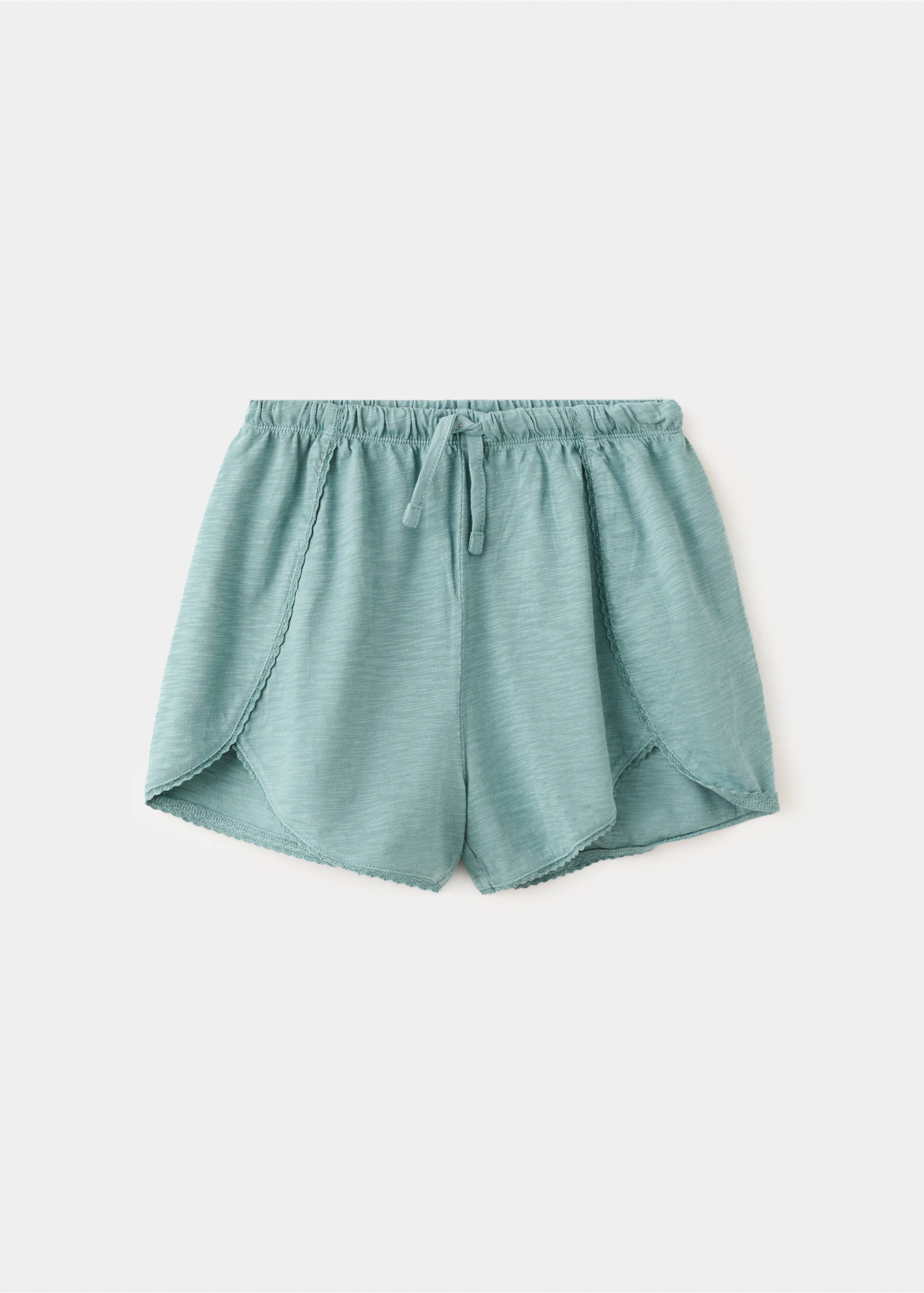 Cotton shorts with lace details - Article without model, Turquoise. Ref: 27048663-00.