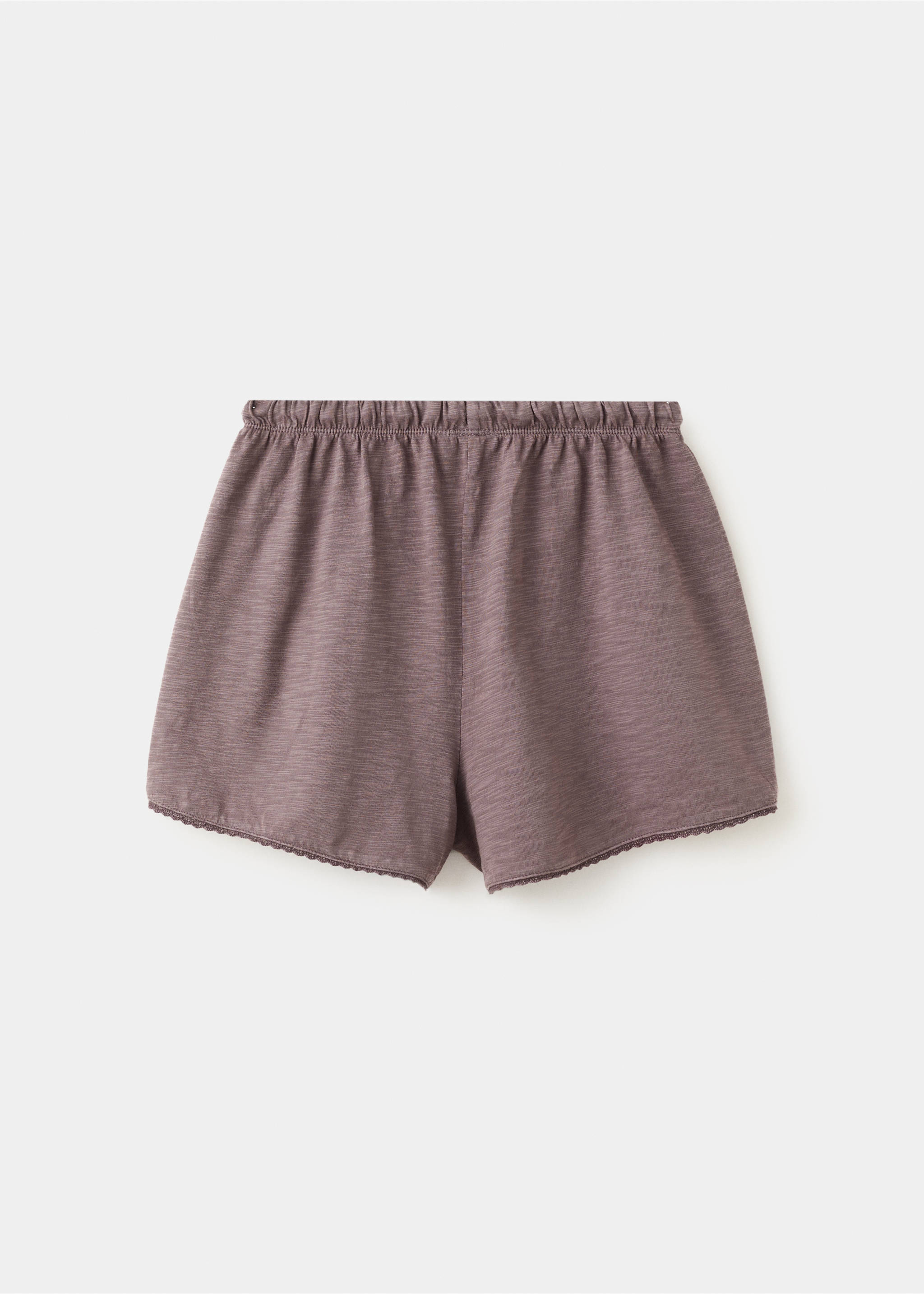 Cotton shorts with lace trim - Reverse of the article, Purple. Ref: 27048663-00.