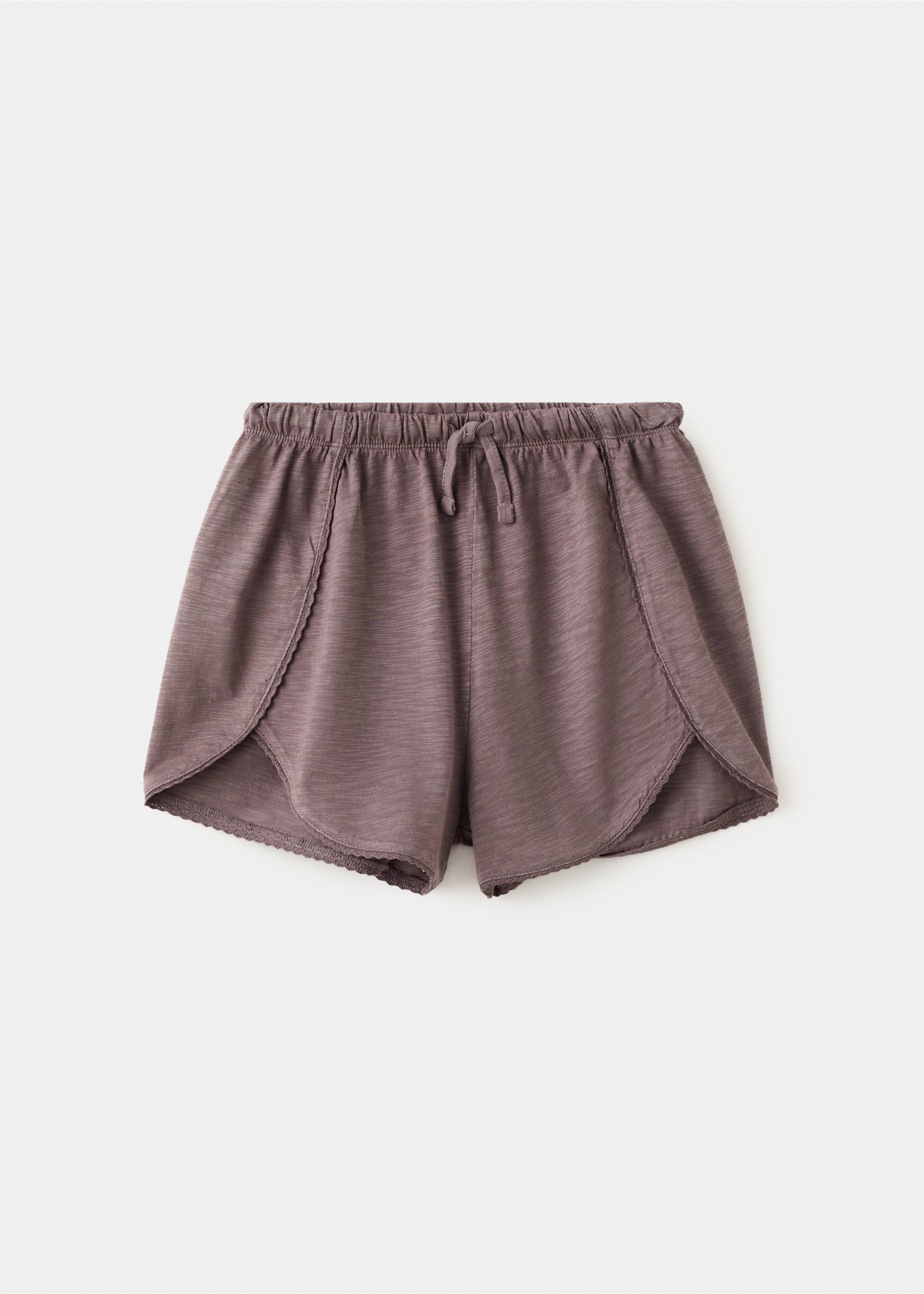 Short coton détails dentelle - Article sans modèle, Violet. Ref: 27048663-00.