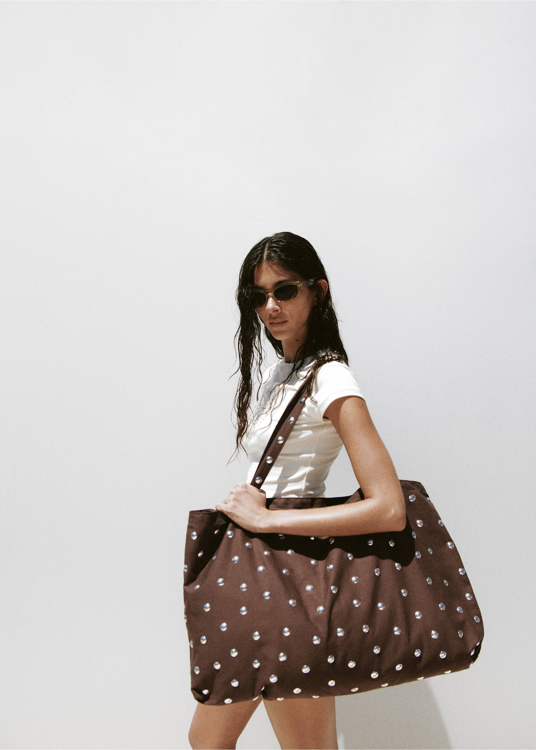 Stud shopper bag - General plane, Chocolate. Ref: 27048665-00.