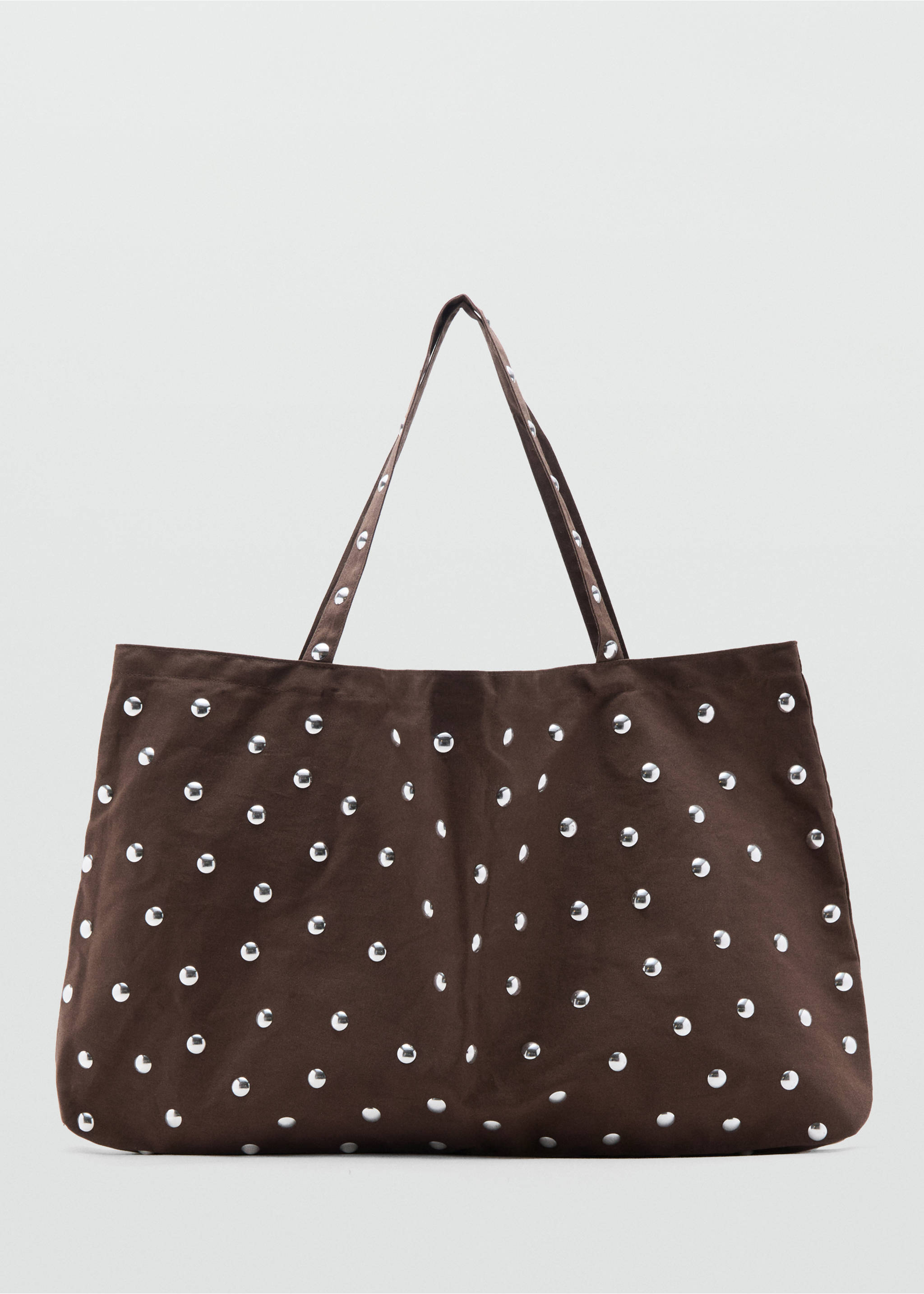 Studded tote bag - Article without model, Chocolate. Ref: 27048665-00.