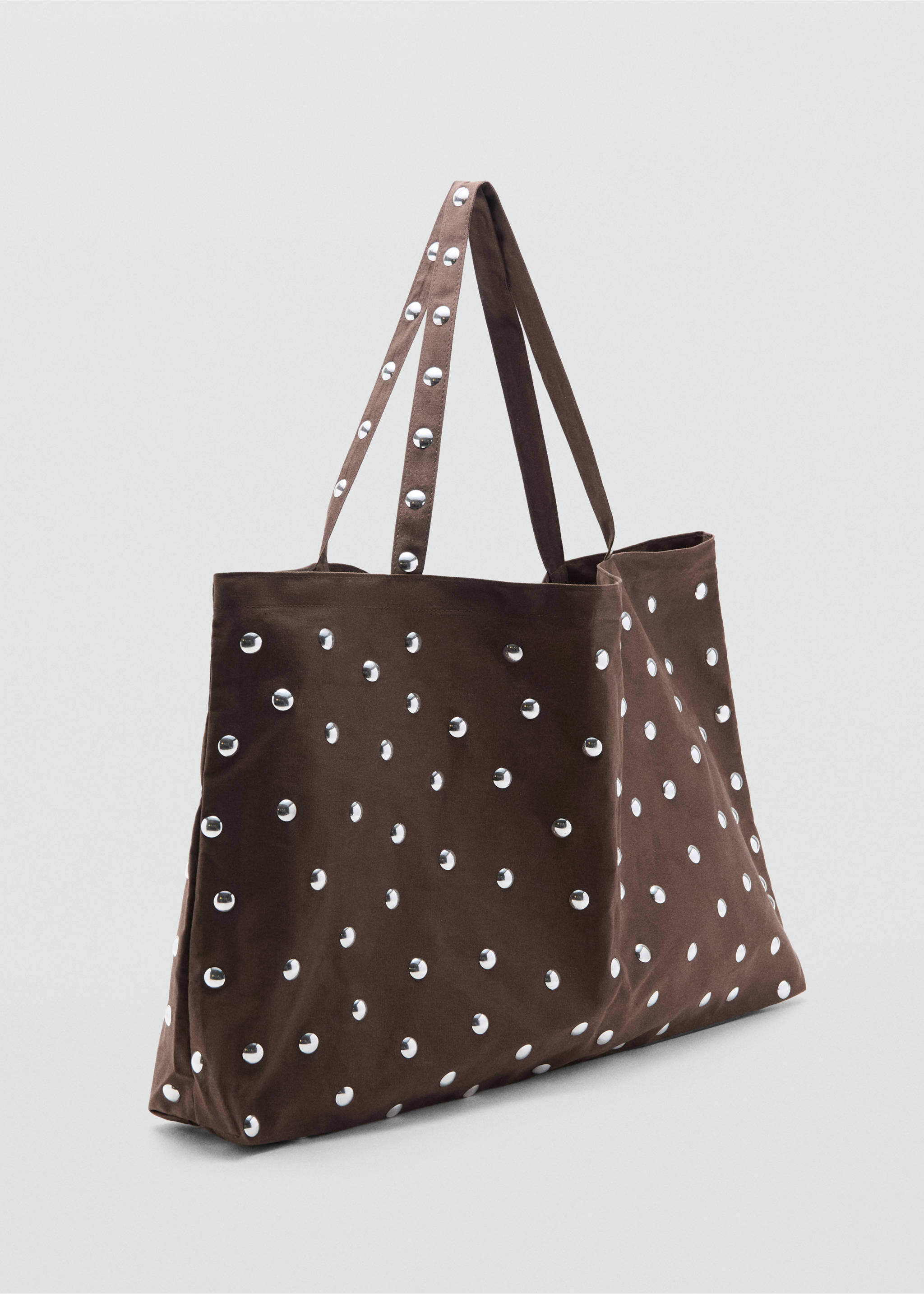 Studded tote bag - Medium plane, Chocolate. Ref: 27048665-00.