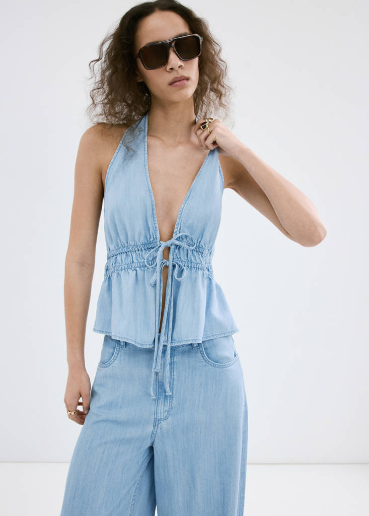 Mid-rise palazzo jeans — Light Blue