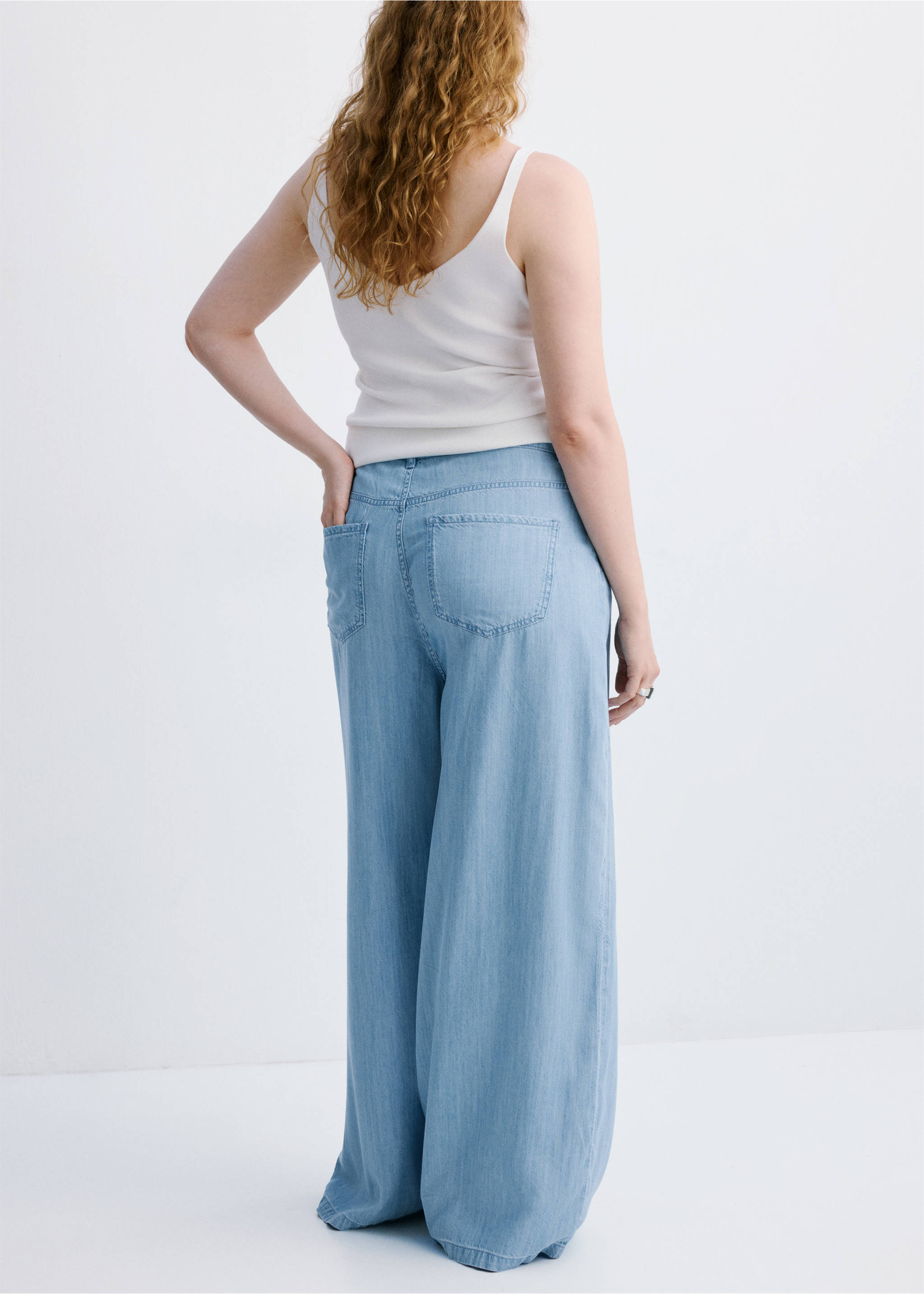 Mid rise palazzo jeans - Details of the article 4, Light Blue. Ref: 27049055-00.