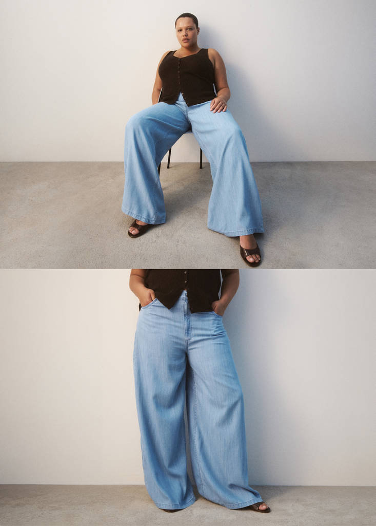 Mid-rise palazzo jeans — Light Blue