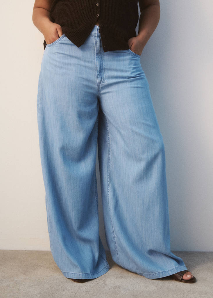 Mid-rise palazzo jeans — Light Blue