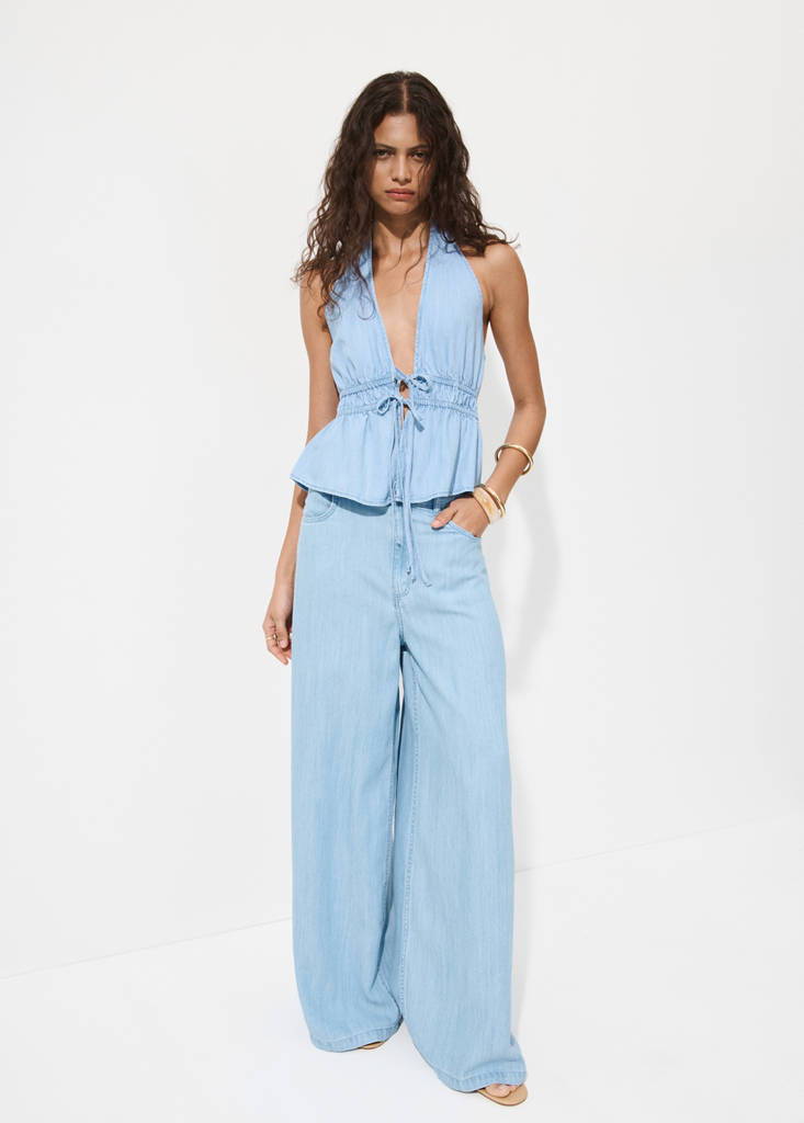 Mid-rise palazzo jeans — Light Blue