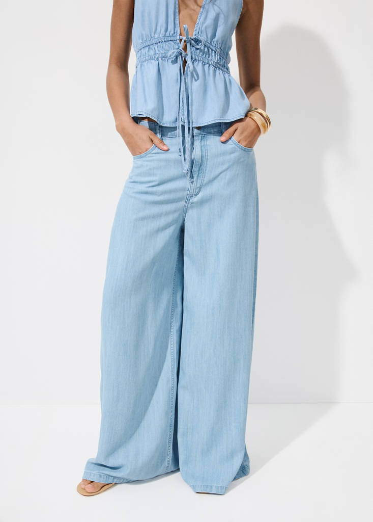 Mid-rise palazzo jeans — Light Blue