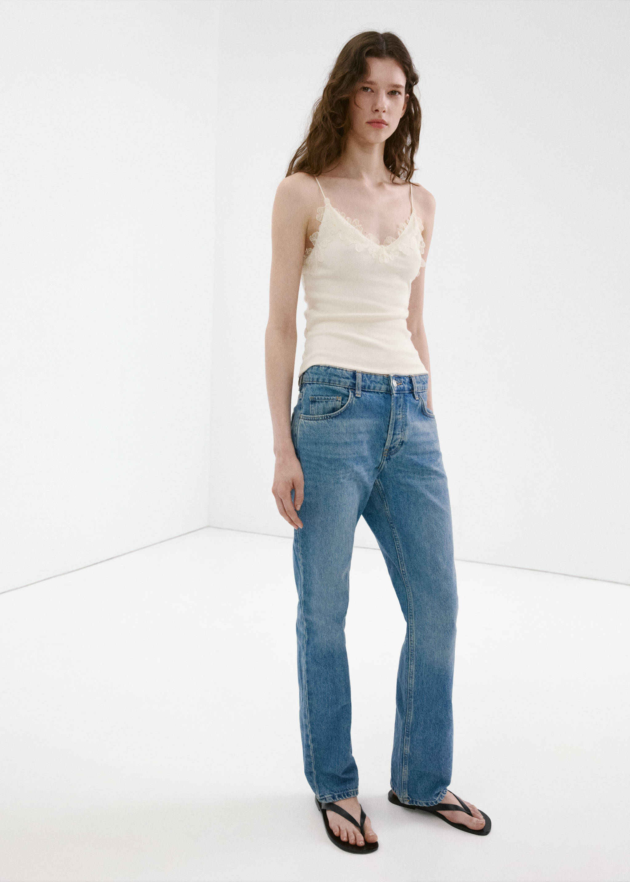 Lace detail knit top - General plane