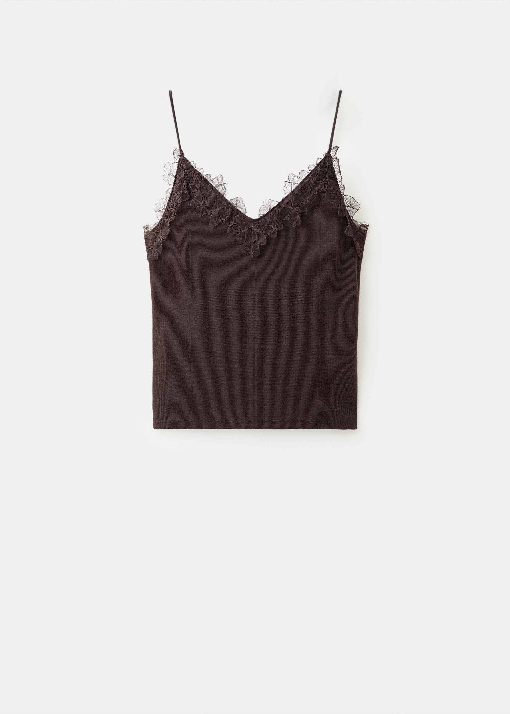 Lace detail knit top - Article without model, Brown. Ref: 27049056-00.