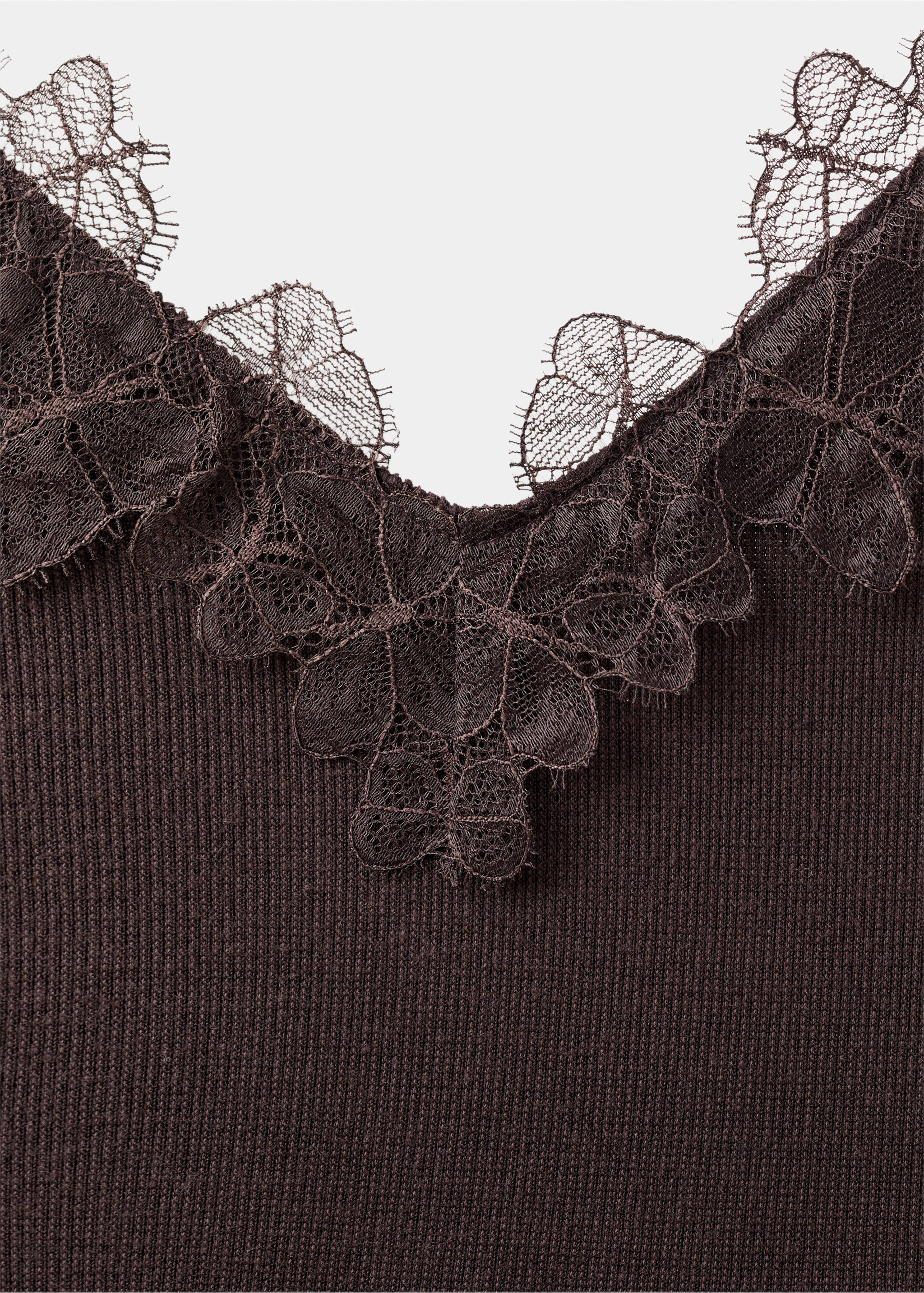 Lace detail knit top - Details of the article 8, Brown. Ref: 27049056-00.