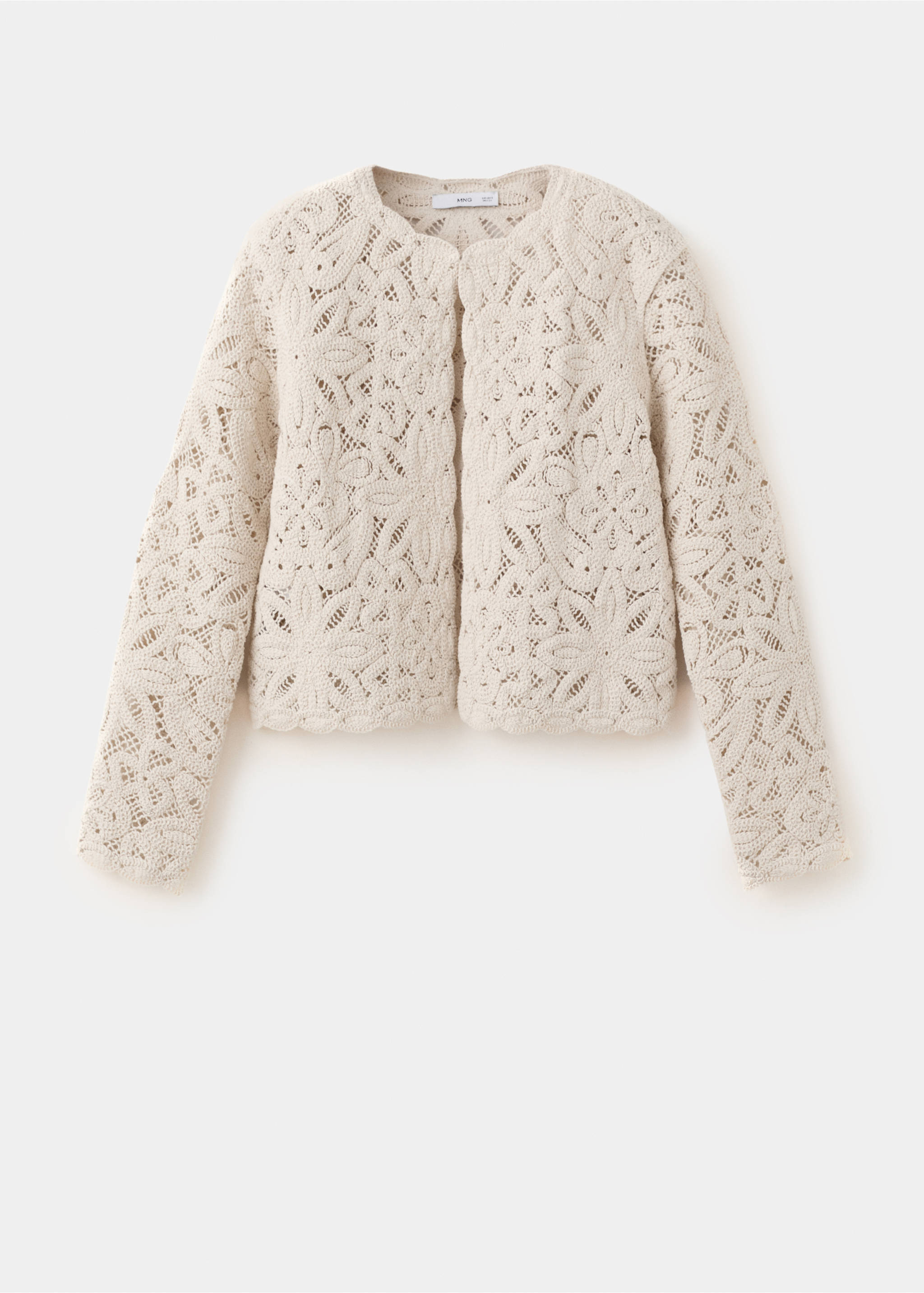 Knitted jacket with openwork details - Article without model, Sand. Ref: 27049057-00.