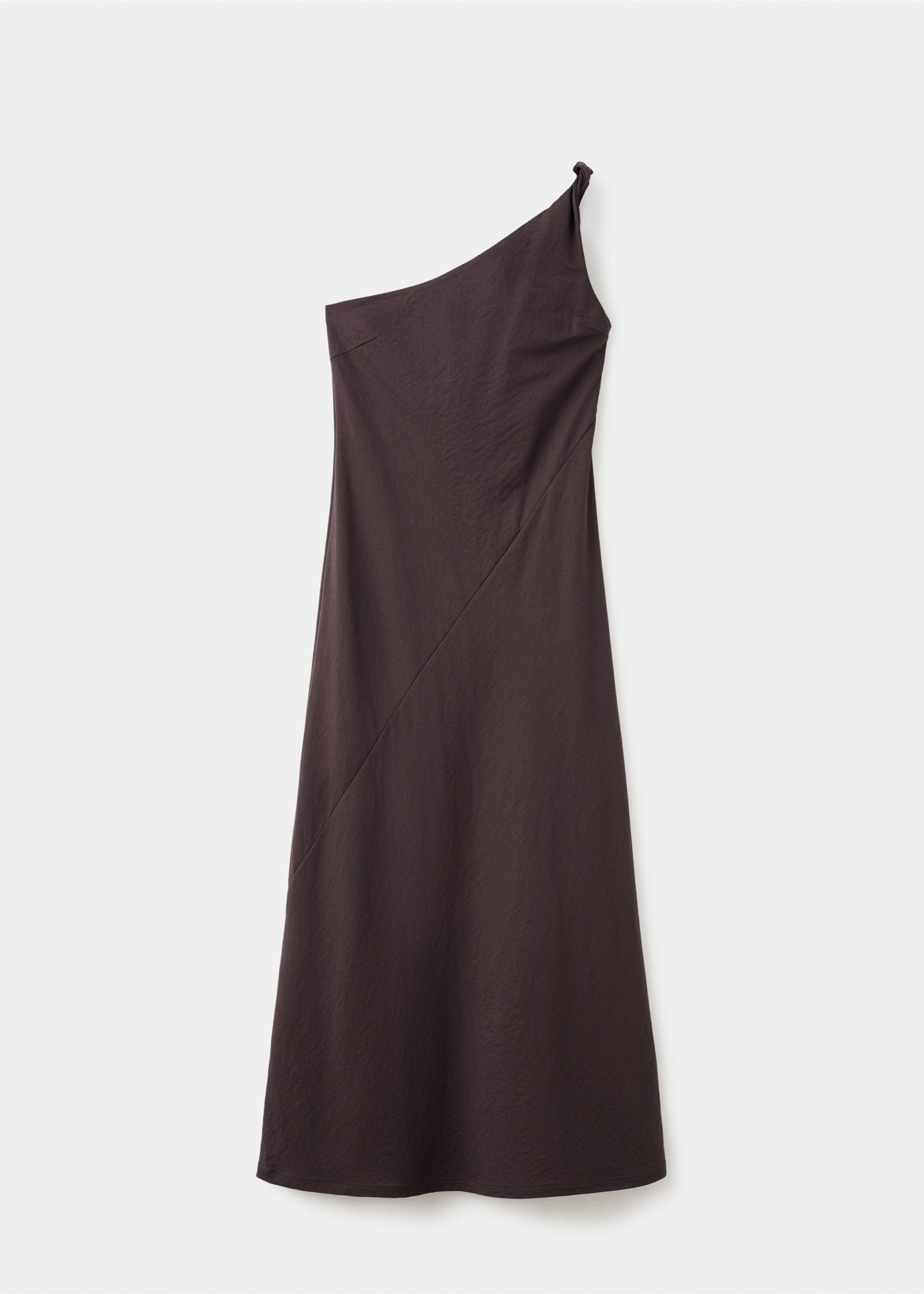 Robe asymétrique froncée à bretelles - Article sans modèle, Marron. Ref: 27049058-00.