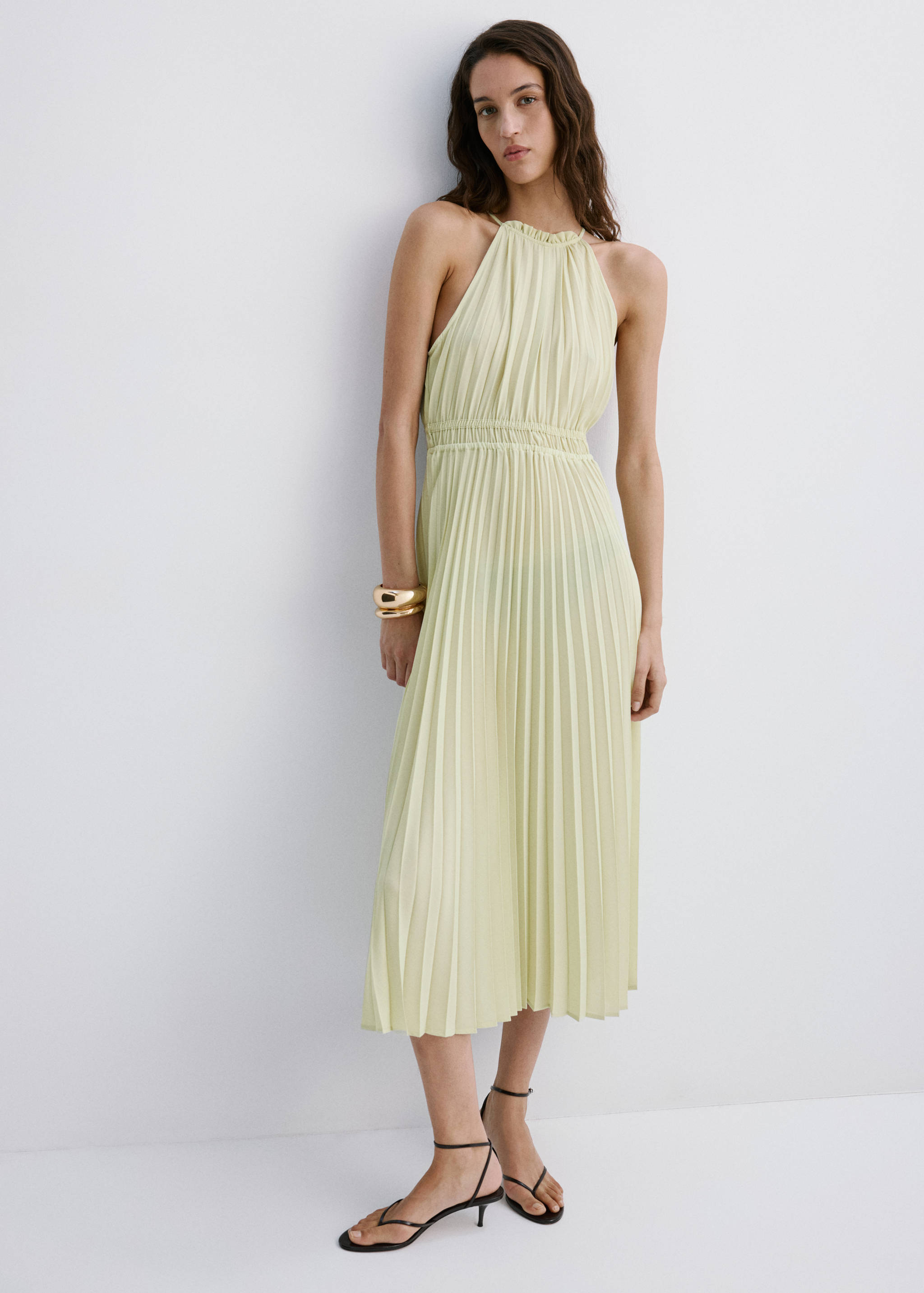 Pleated halter neck dress - General plane