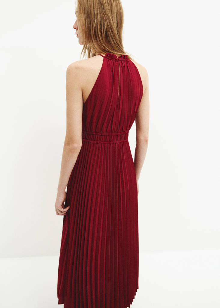 Pleated halter neck dress — Cherry