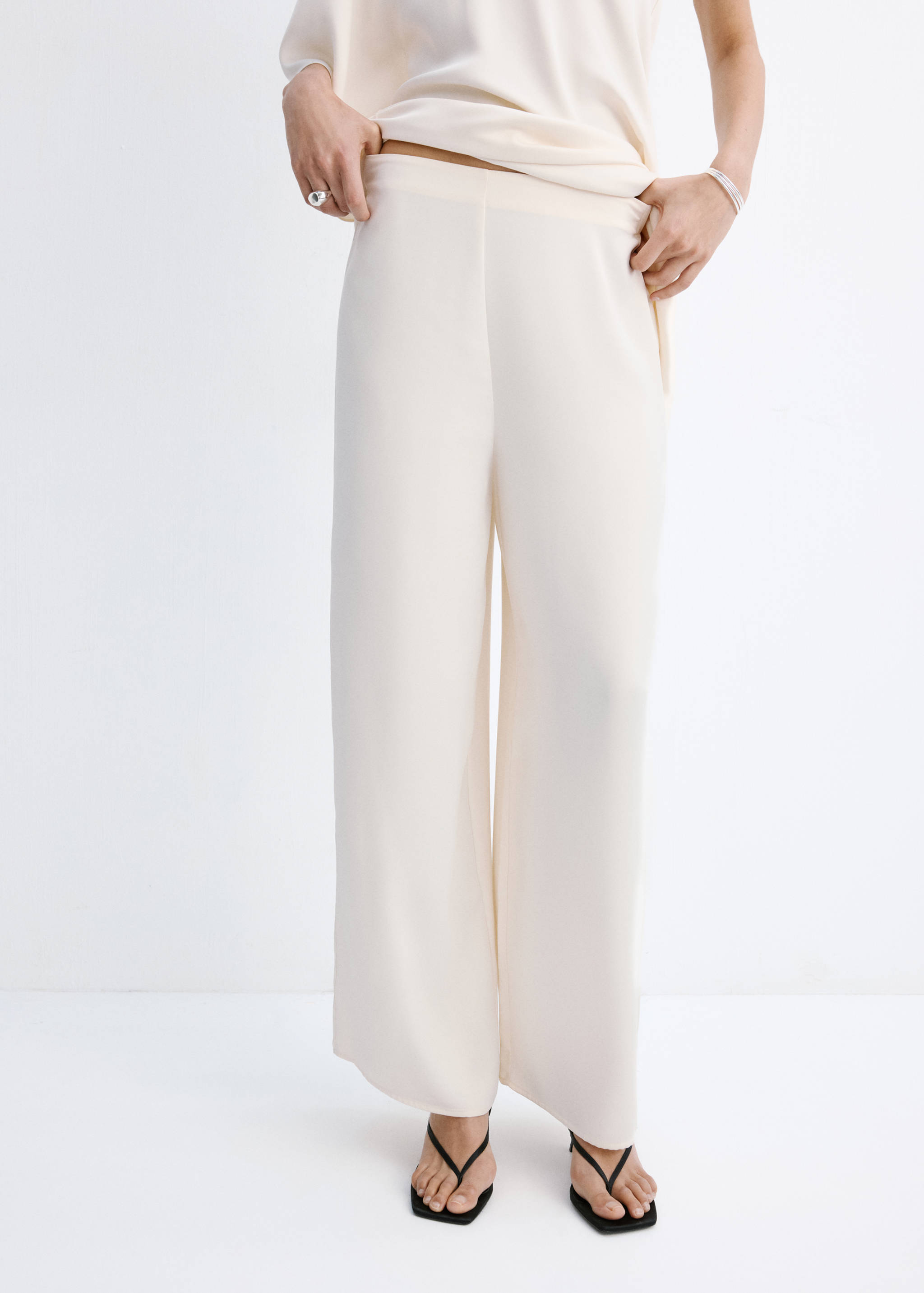 Satin straight-fit trousers - Medium plane