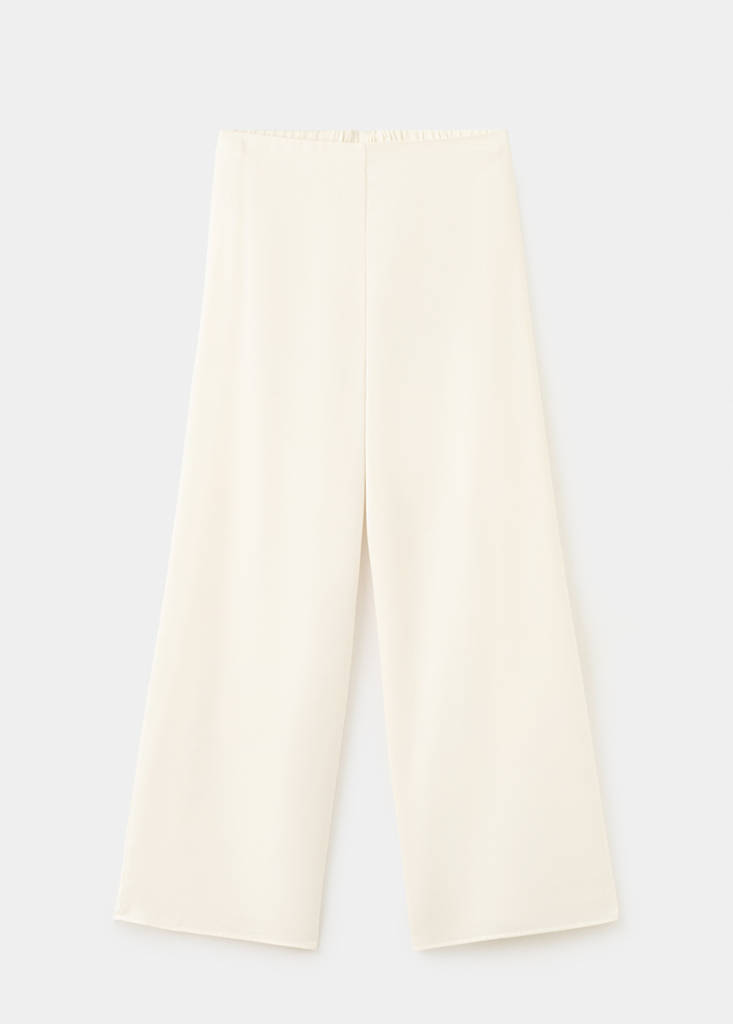 Satin straight-fit trousers — Ecru