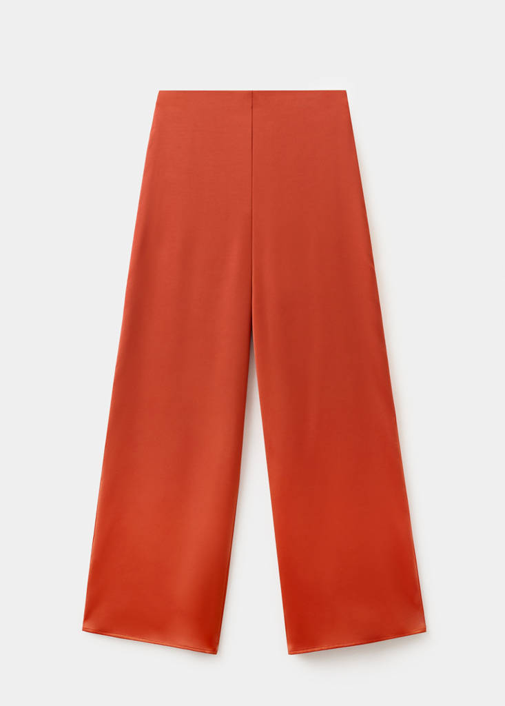 Satin straight-fit trousers — Russet