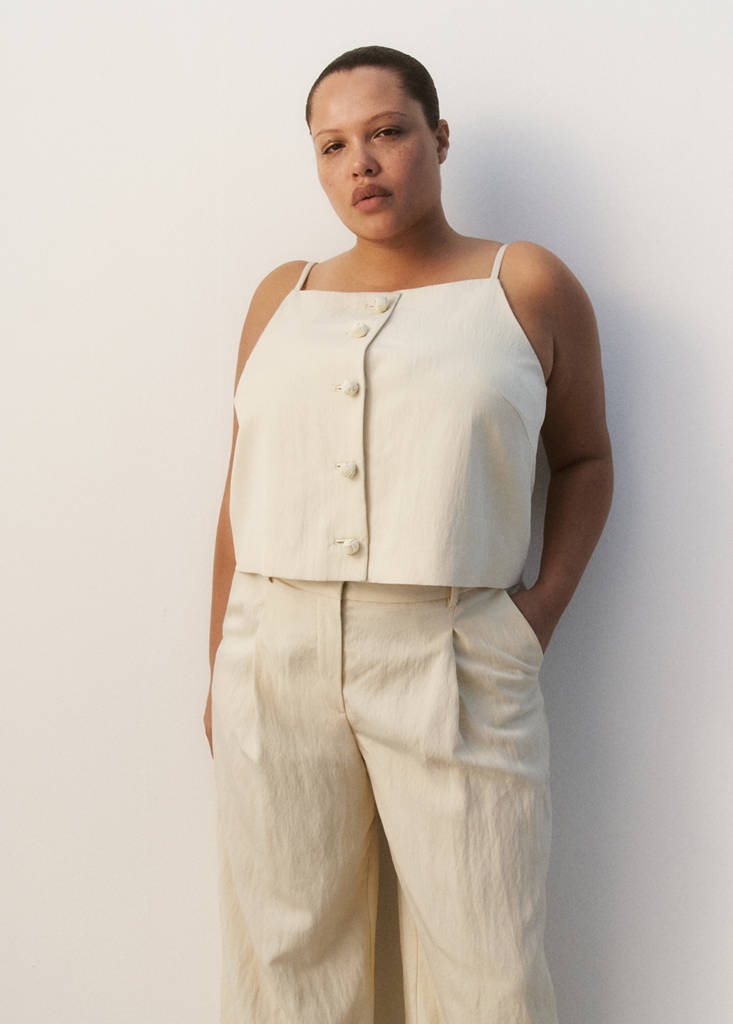 Lyocell button top — Light/Pastel Grey