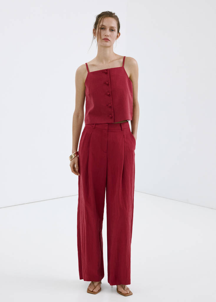 Lyocell button top — Red