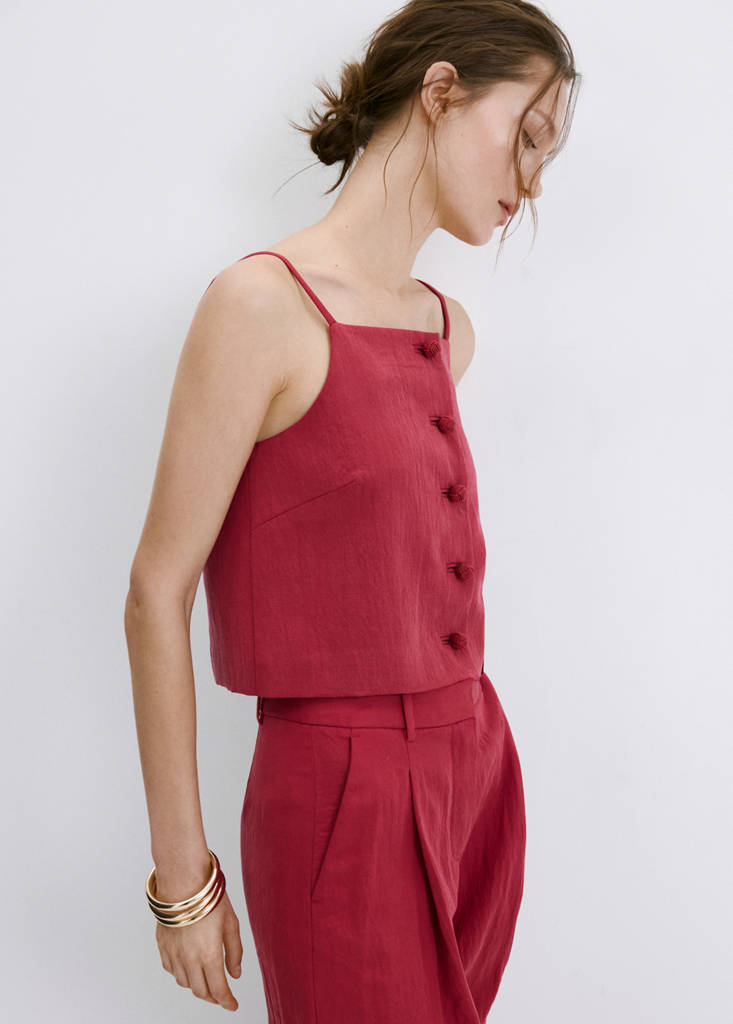 Lyocell button top — Red