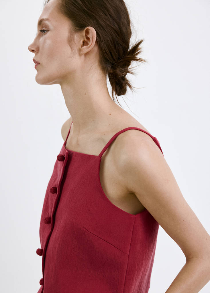 Lyocell button top — Red