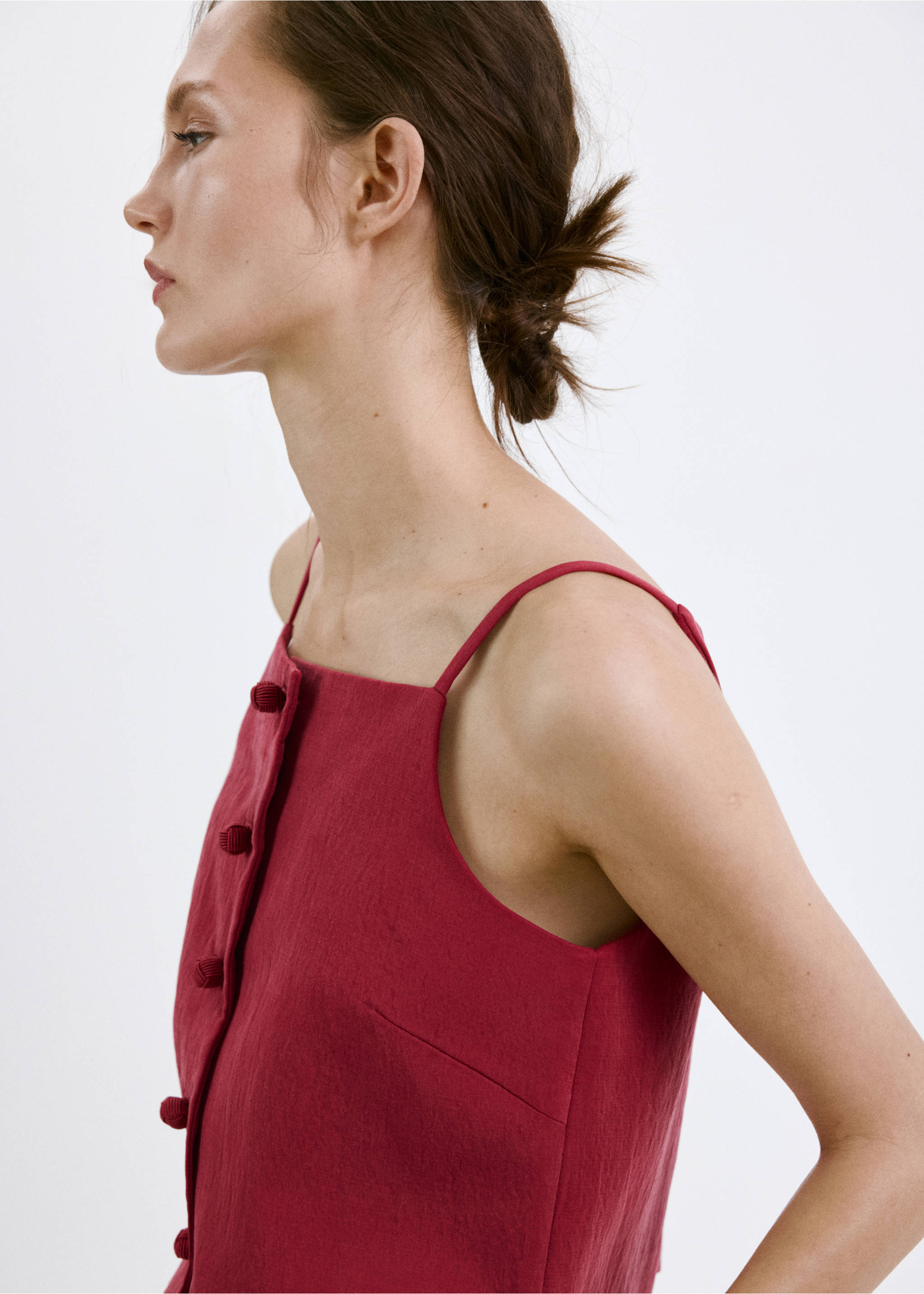 Lyocell button top - Details of the article 1, Red. Ref: 27049062-00.