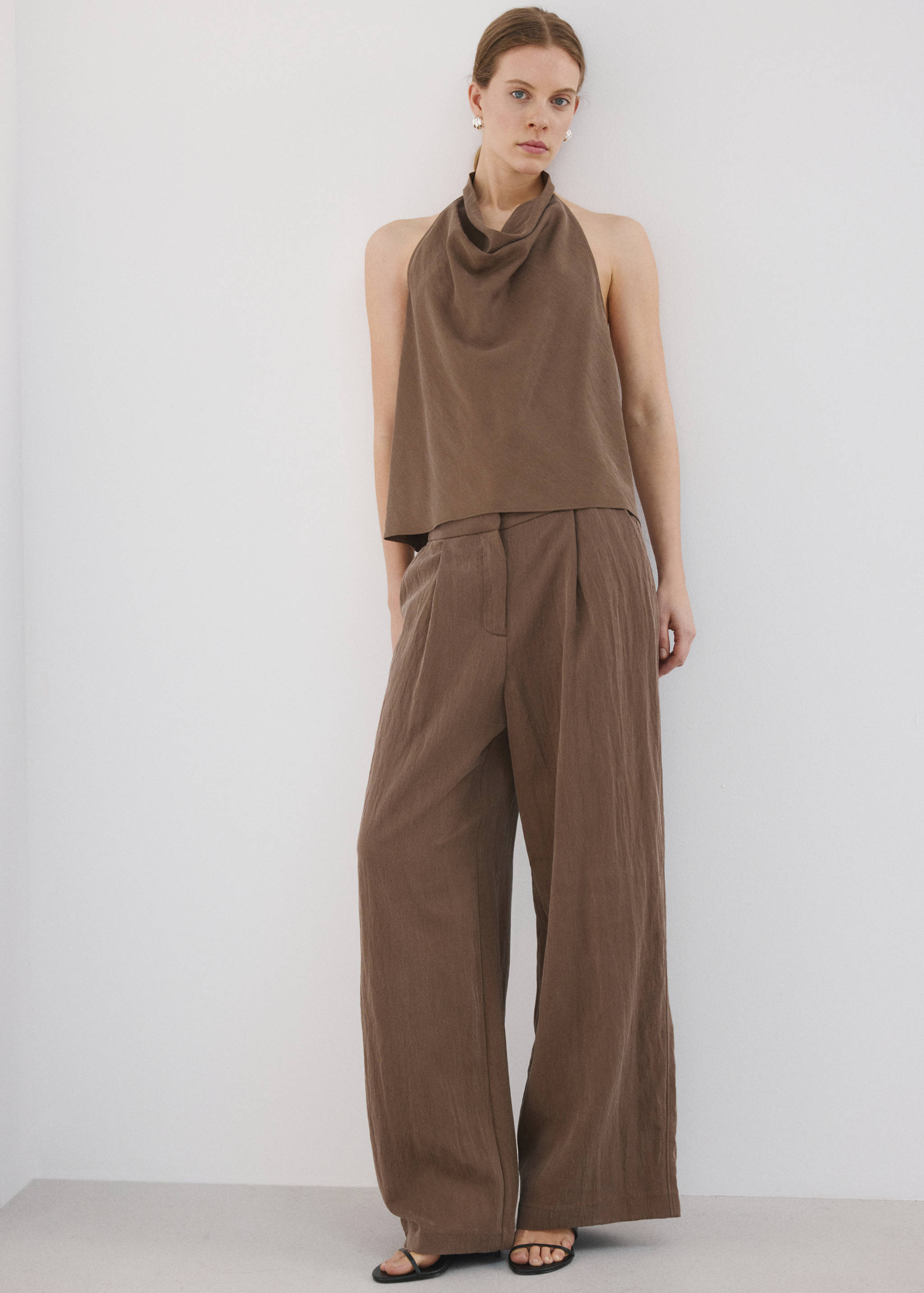 Lyocell top with draped neck - General plane