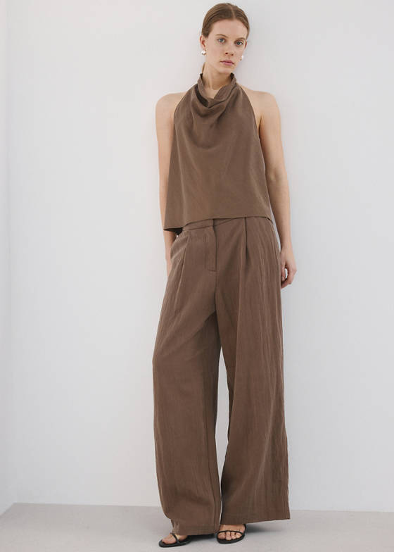 Drape yakalı lyocell bluz