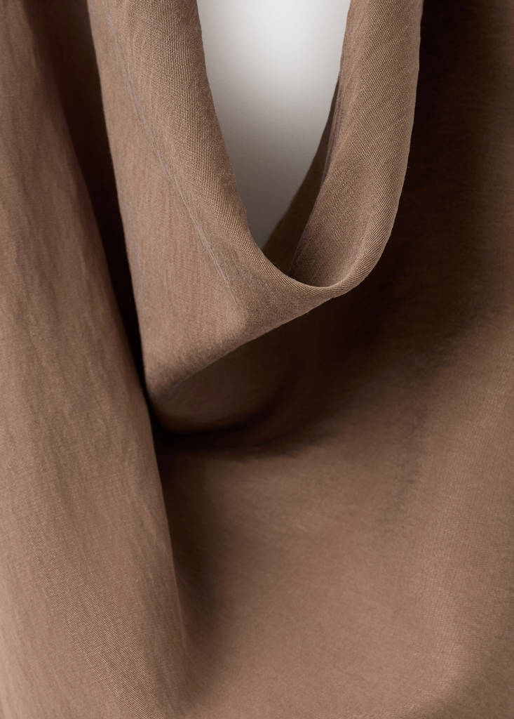 Lyocell top with draped neck — Brown