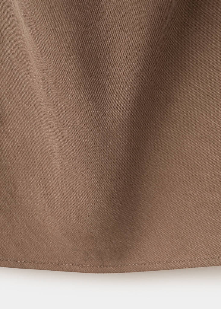 Lyocell top with draped neck — Brown