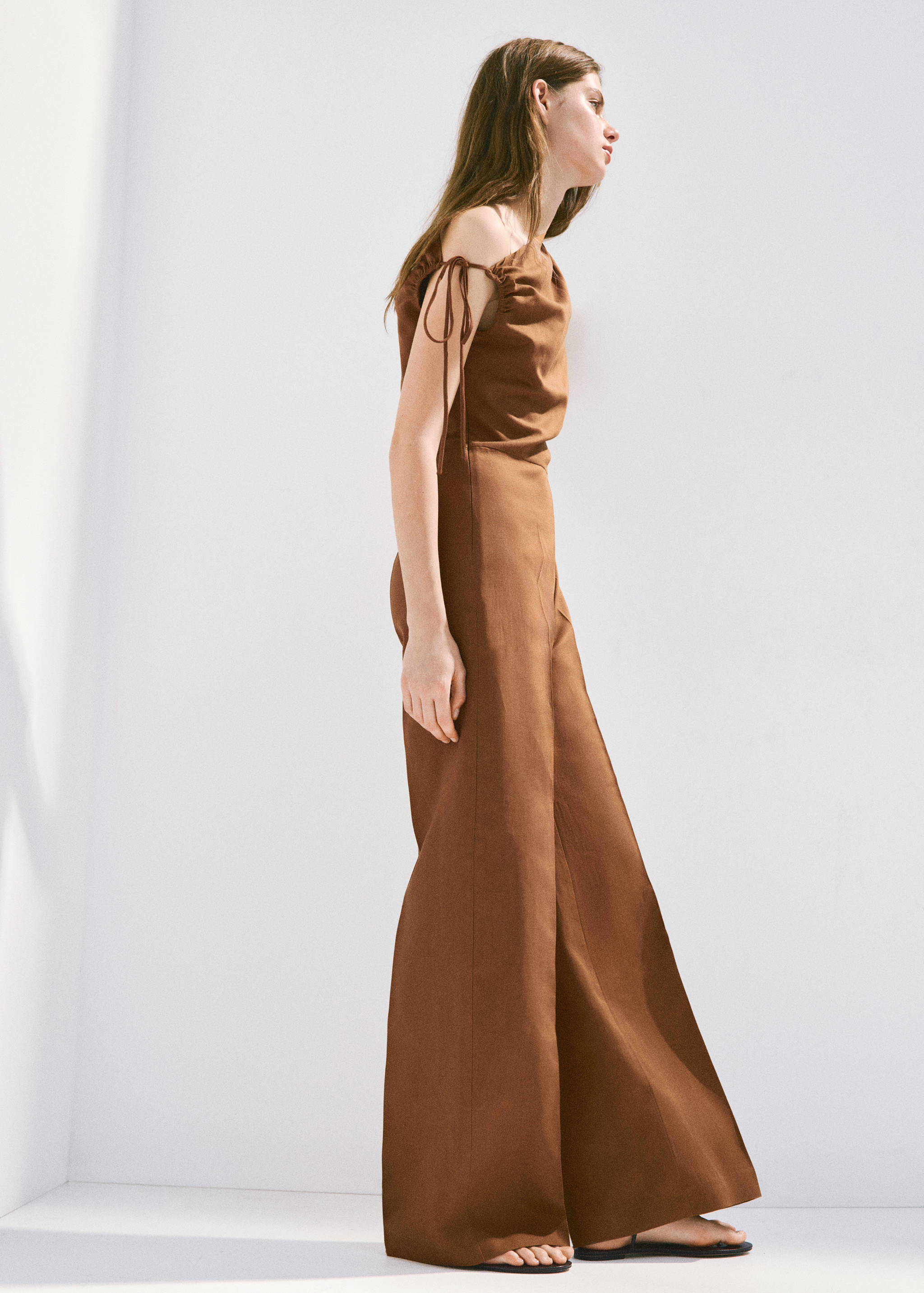 Asymmetric linen lyocell jumpsuit - General plane