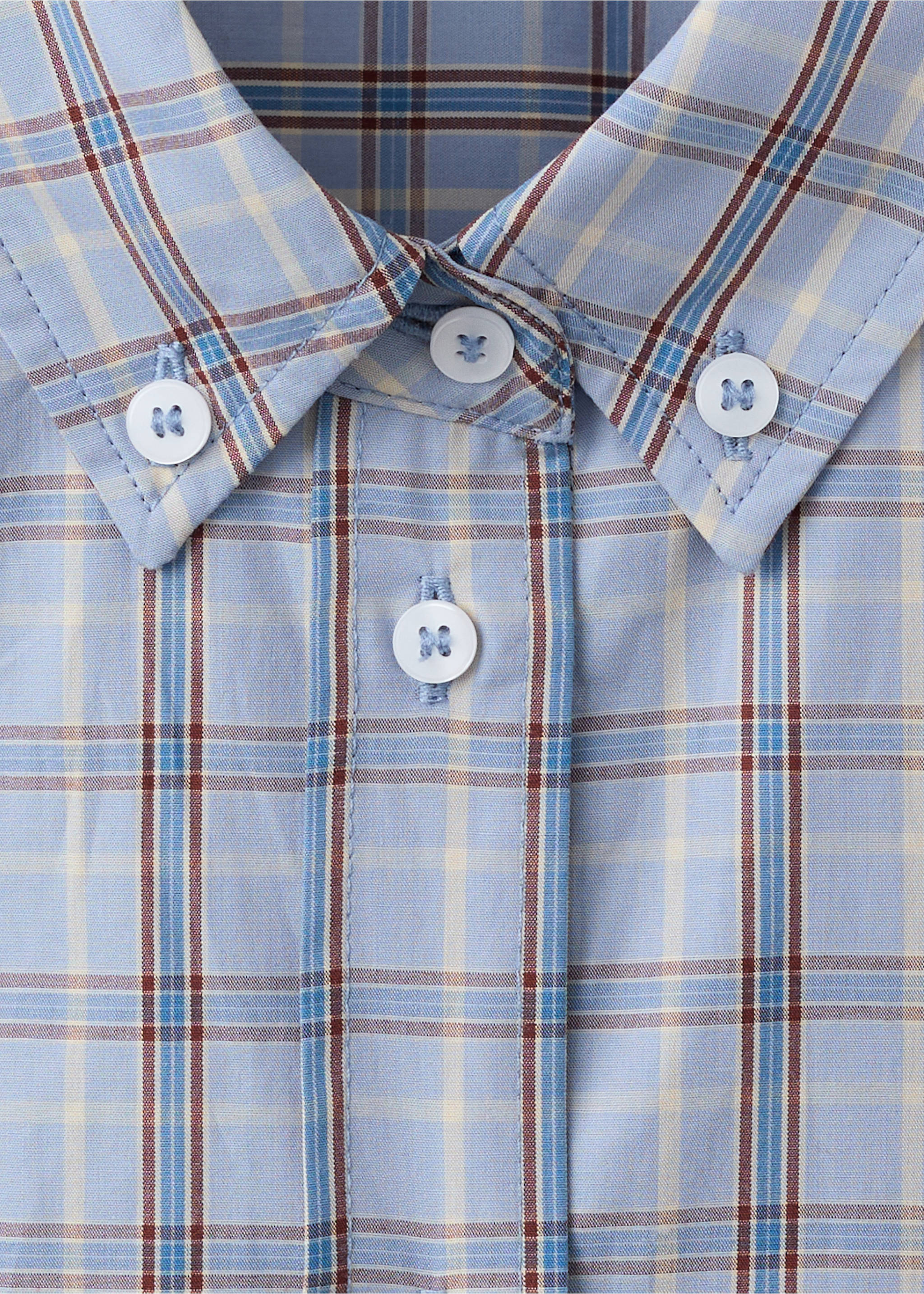 Check cotton shirt - Details of the article 8, Blue. Ref: 27049068-00.
