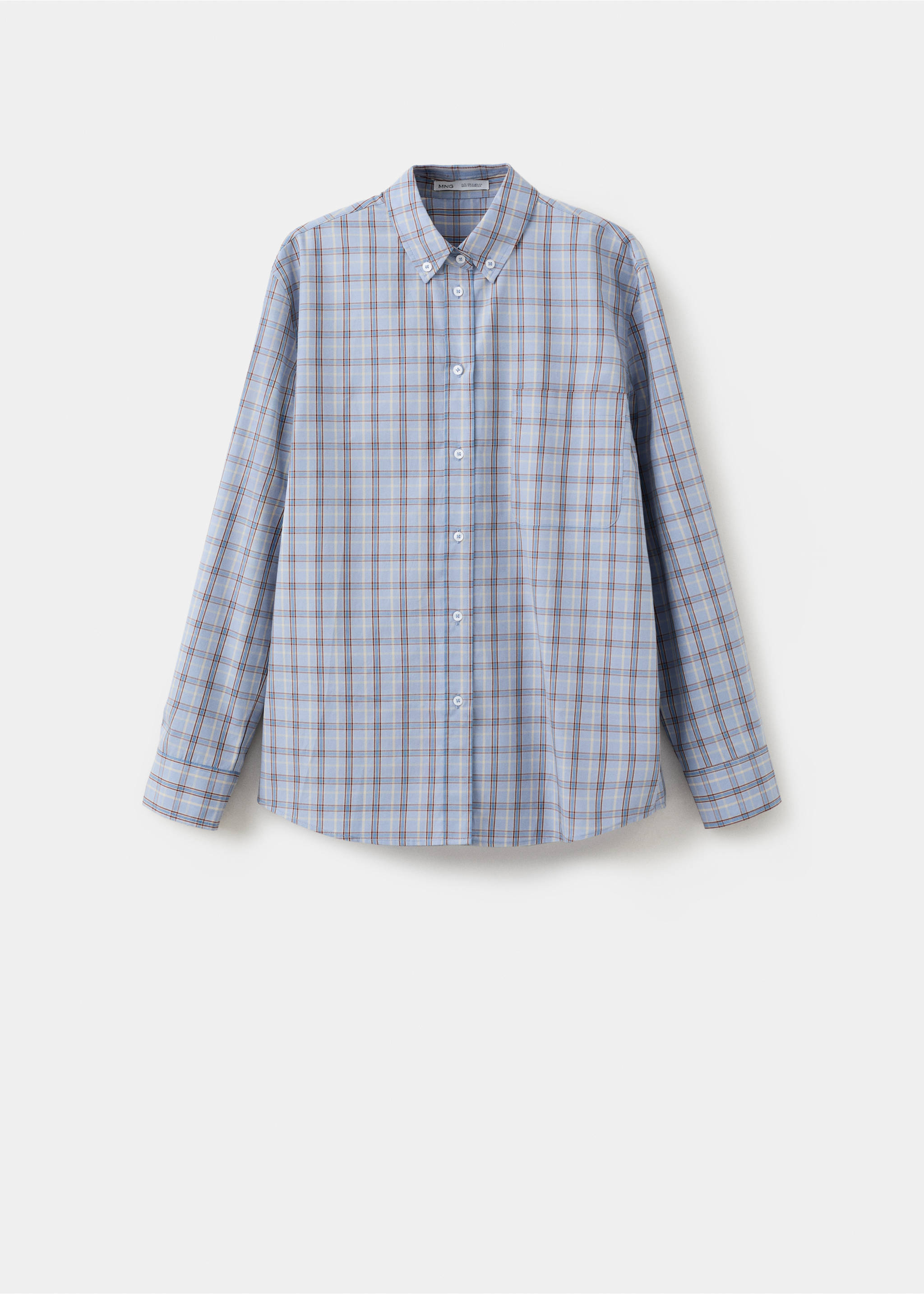 Check cotton shirt - Article without model, Blue. Ref: 27049068-00.