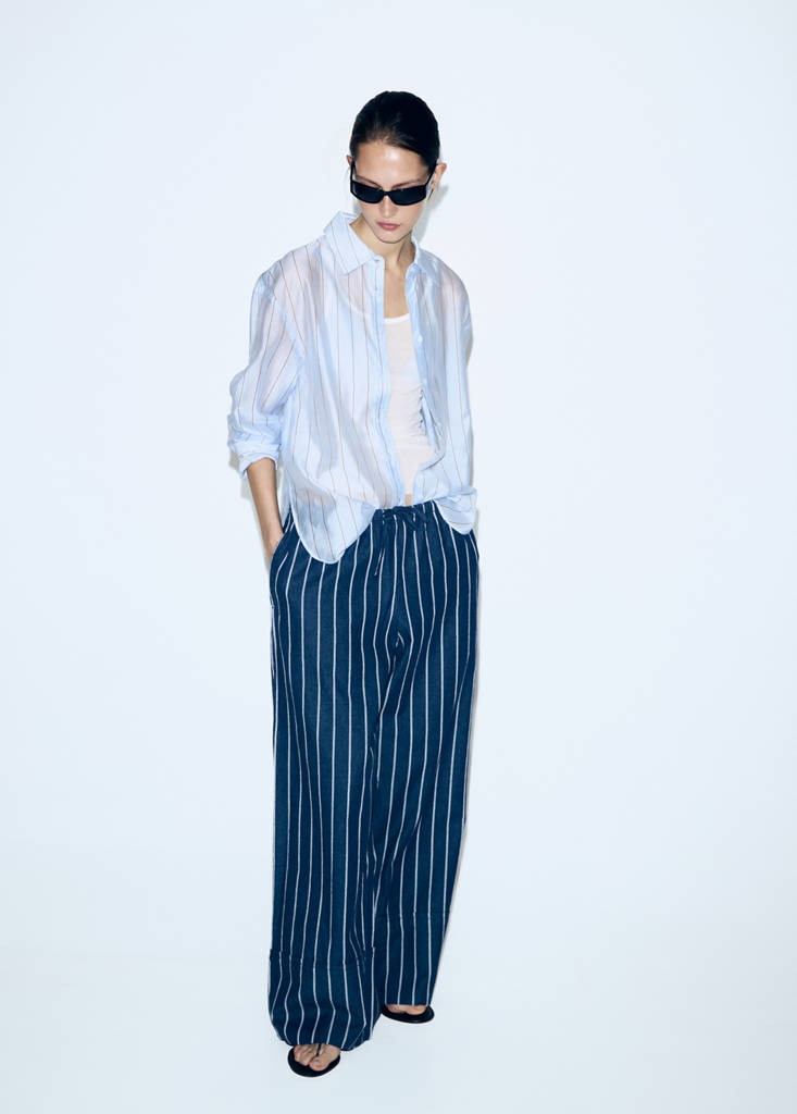 Striped lyocell shirt — Sky Blue