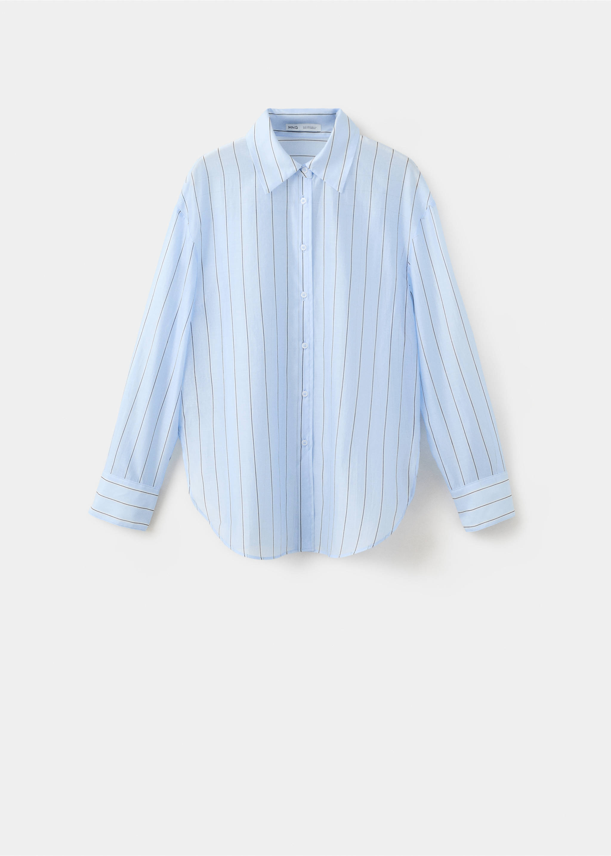 Striped lyocell shirt - Article without model, Sky Blue. Ref: 27049069-00.