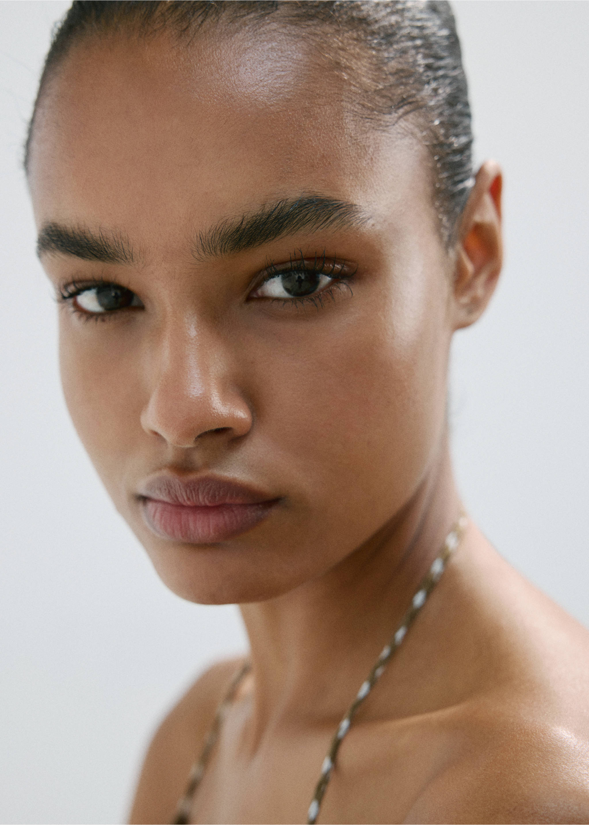 Midi dress with ruched check detail - Details of the article 1, Khaki. Ref: 27049070-00.