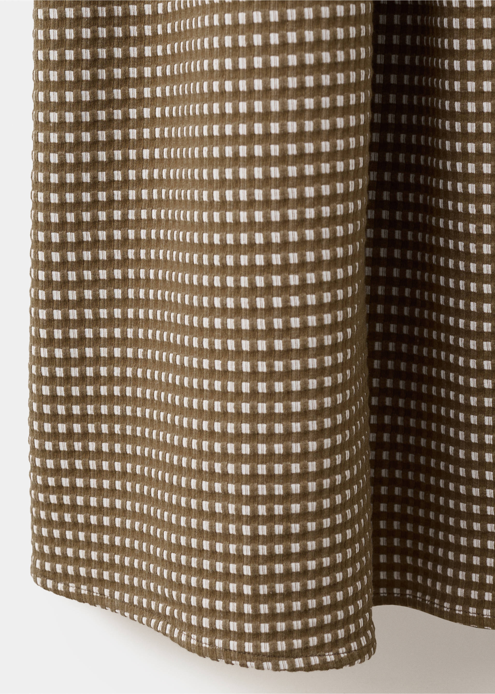 Midi dress with ruched check detail - Details of the article 0, Khaki. Ref: 27049070-00.