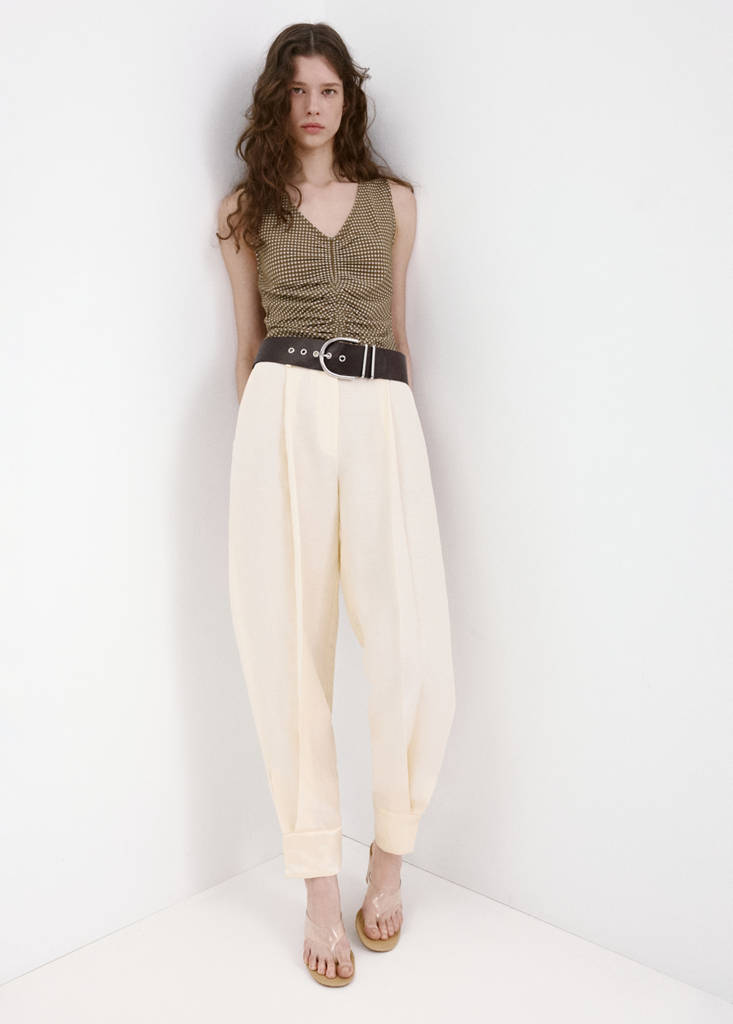 Ruched fitted top — Khaki