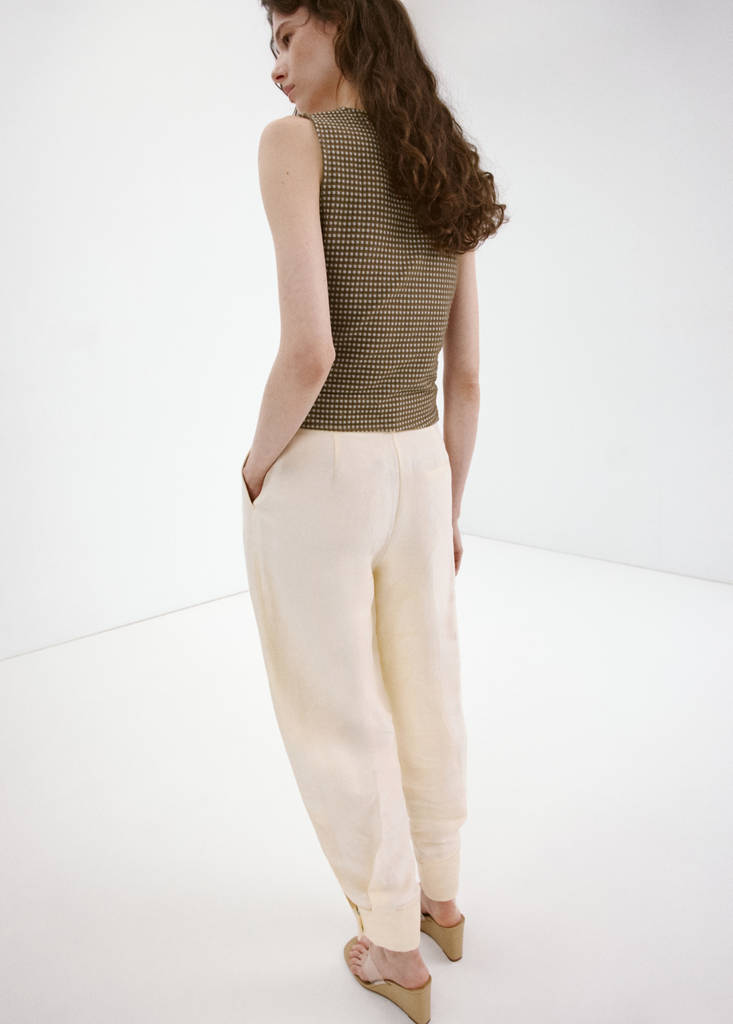 Ruched fitted top — Khaki