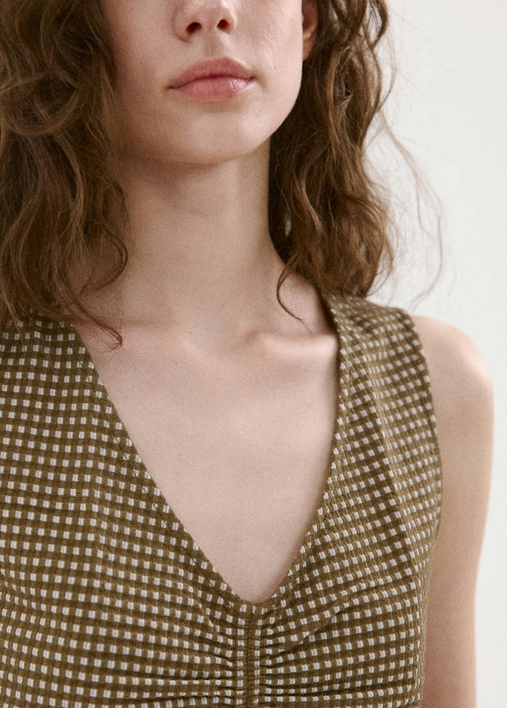 Ruched fitted top — Khaki