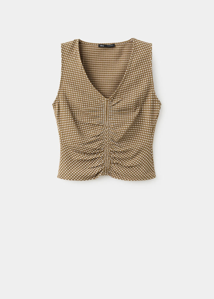 Ruched fitted top — Khaki