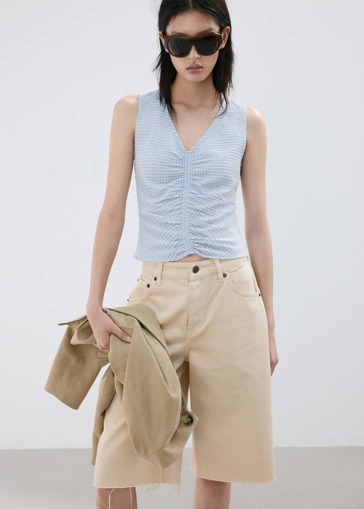 Ruched fitted top — Sky Blue