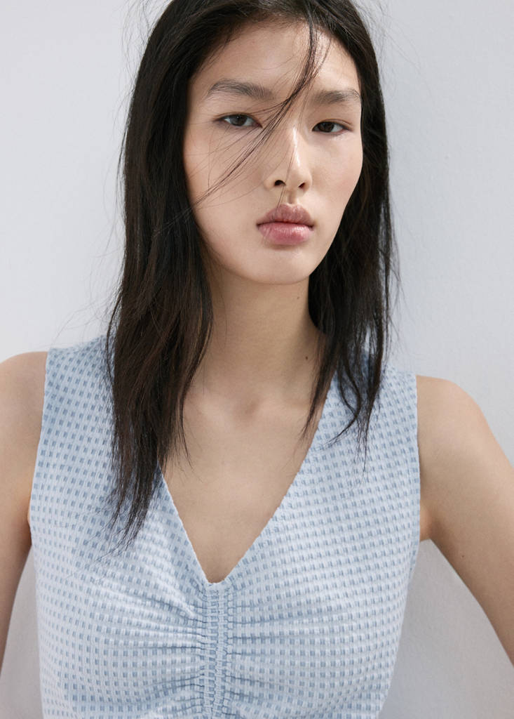 Ruched fitted top — Sky Blue