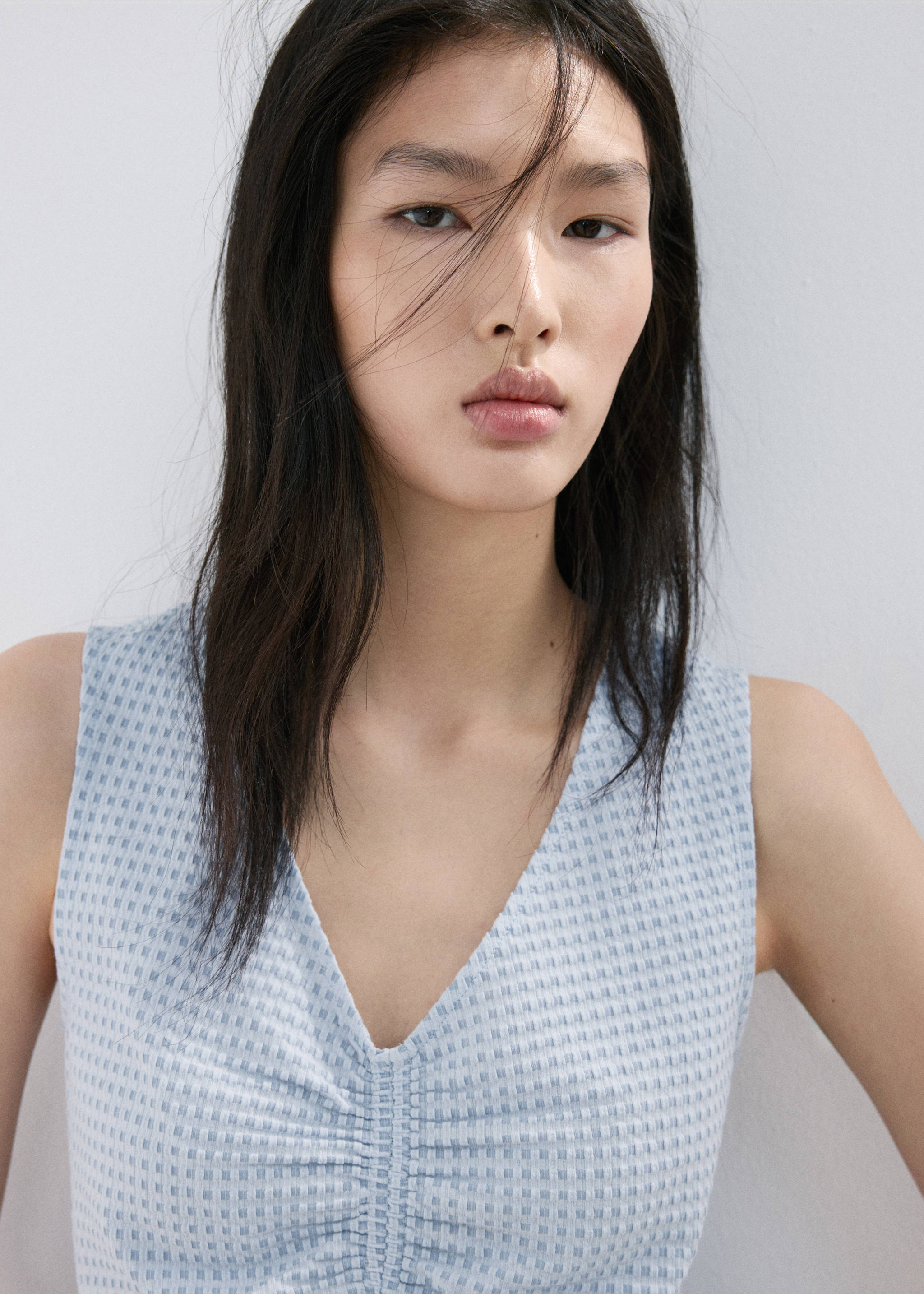 Top ajusté à fronces - Détail de l'article 1, Bleu ciel. Ref: 27049071-00.