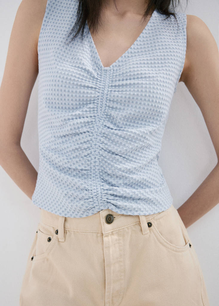 Ruched fitted top — Sky Blue