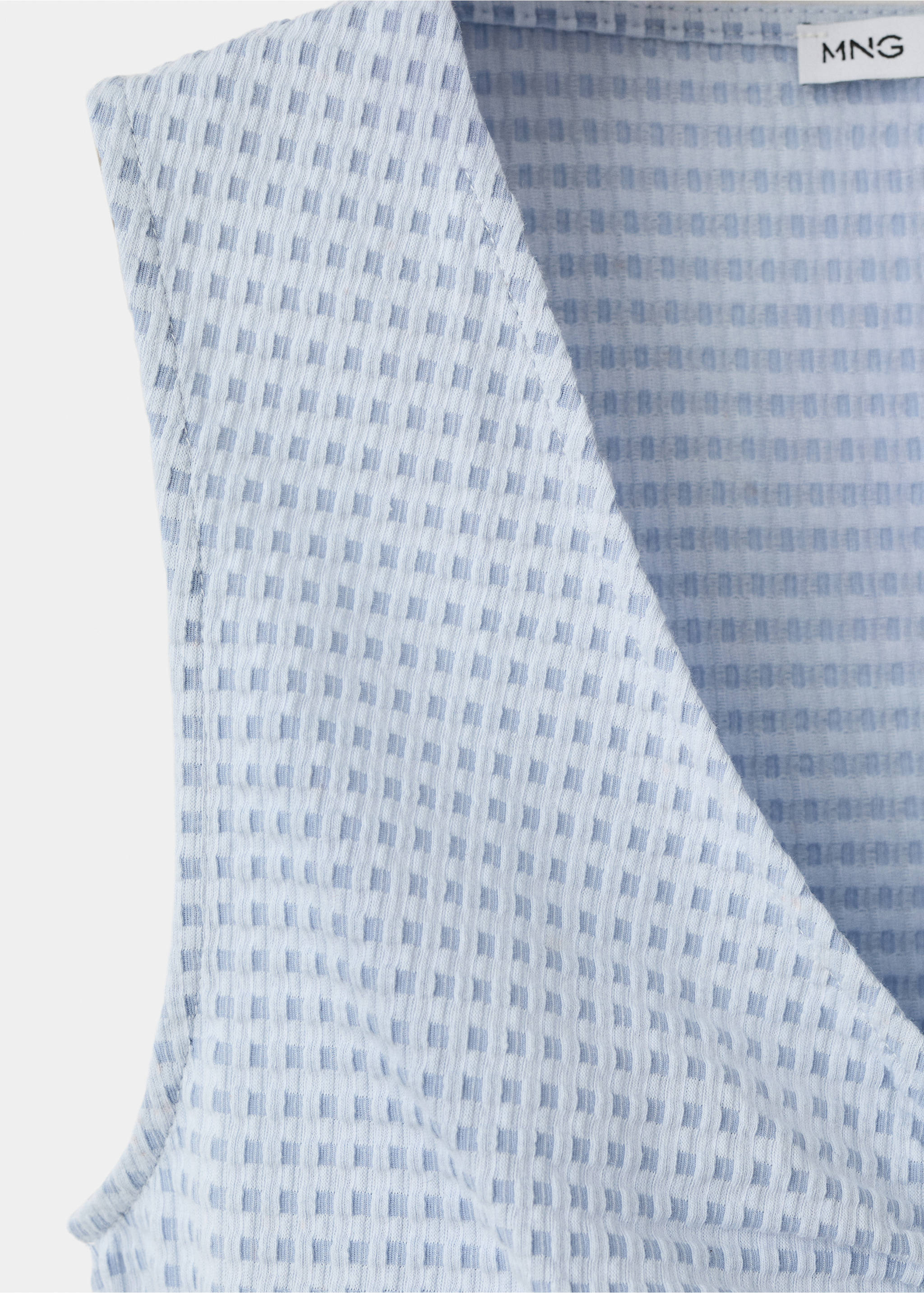 Ruched fitted top - Details of the article 8, Sky Blue. Ref: 27049071-00.